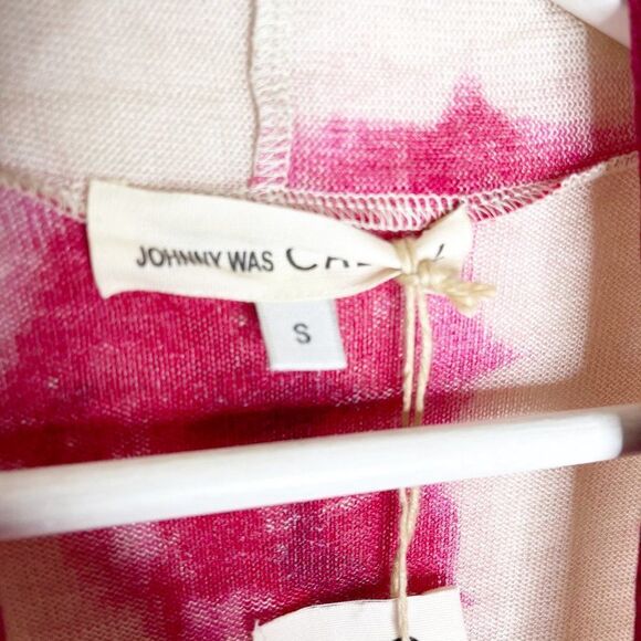 JOHNNY WAS Pink Tie Dye Silk Blend Cardigan - Picture 6 of 12